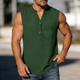 thumbnail image 4 of Lmueinov Mens Cotton Linen Tank Top Shirts Casual Sleeveless Slim Fit Henley Shirt for Men Basic Summer Tops, 4 of 8