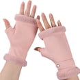 thumbnail image 2 of Windproof Gloves Winter Half Finger Gloves Plush Fabric Soft Warm Korean Style Windproof Cold proof Velvet Anti slip 1 Pair Women Winter, 2 of 5