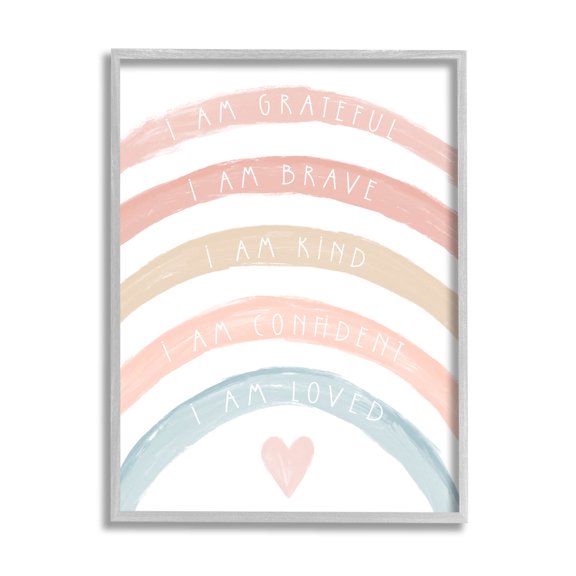 Stupell Industries Inspirational Confidence Rainbow Phrases Graphic Art Gray Framed Art Print Wall Art, Design by Daphne Polselli
