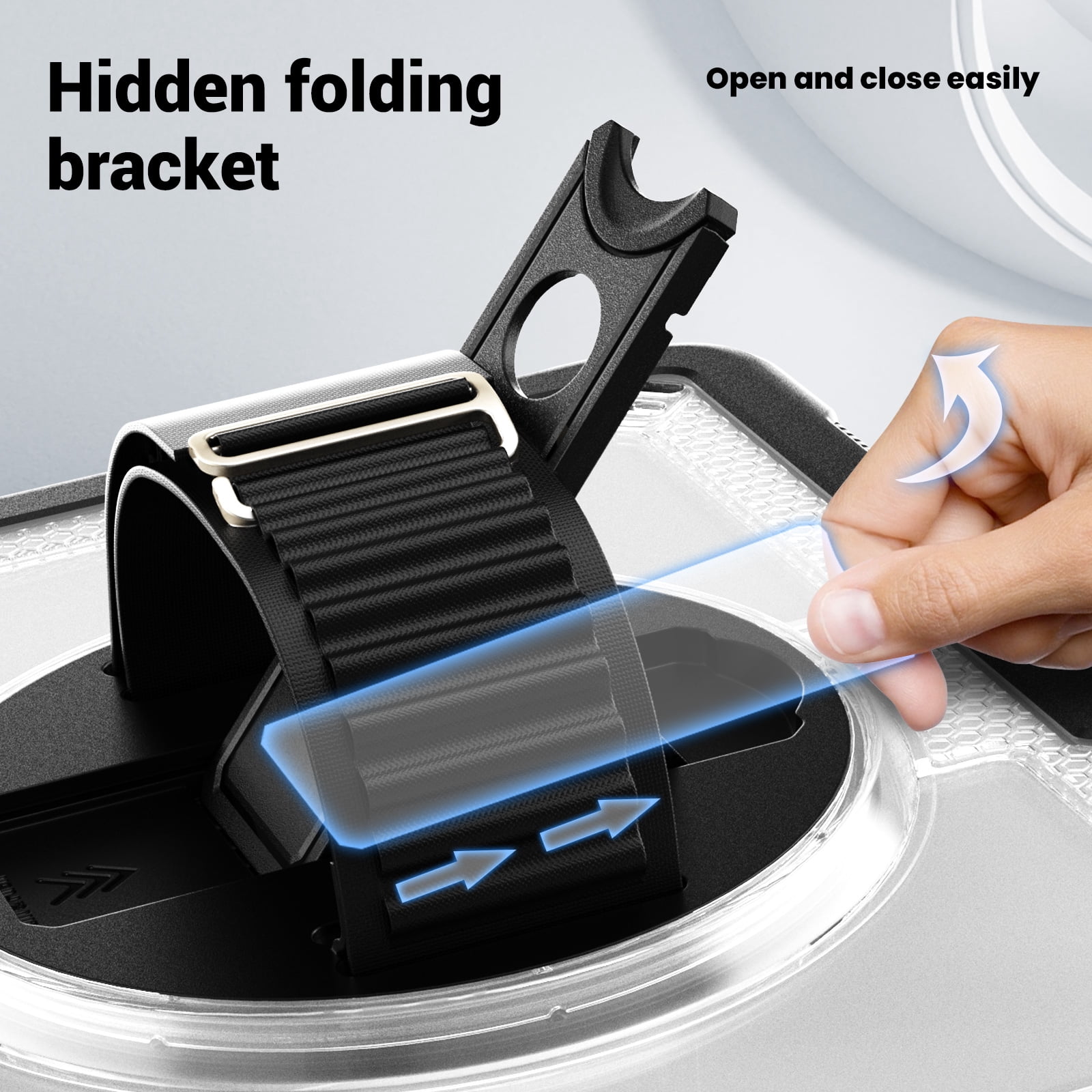 ELEHOLD Case for Apple iPad Pro 11 2022/2021/2020/2018/air4 10.9/air5,Soft TPU Rugged Durable Case with 360° Rotating Hand Strap & Foldable Hidden Stand & Pencil Holder,Clear