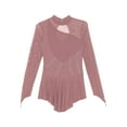 thumbnail image 6 of SiiRoh Women's Figure Ice Skating Dress Sparkly Rhinestones Long Sleeve Ballet Lyrical Dance Leotard Dusty Pink L, 6 of 7