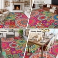 thumbnail image 5 of Area Rug for Living Room, Colorful Ethnic Non-Slip Indoor Large Carpet for Bedroom/Dining Room, Modern Abstract National Geometric Red Washable Low-Profile Rectangle Floor Runner Rugs - 6 x 9 Ft, 5 of 7