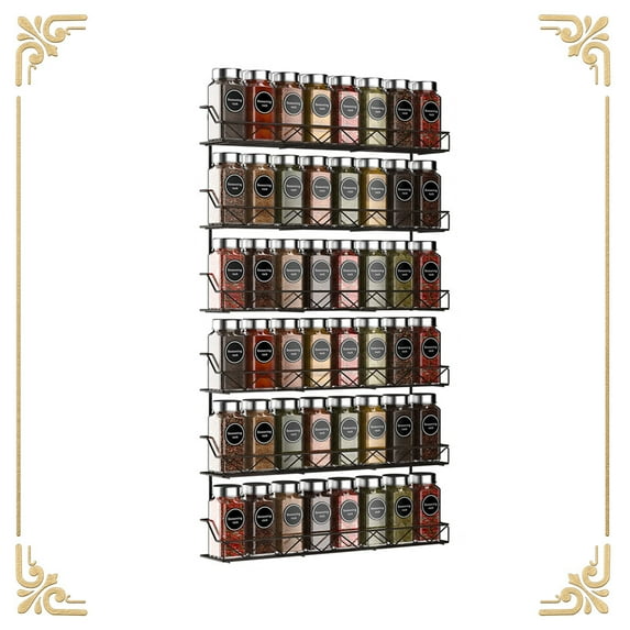 2 Pack 3 Tier Spice Rack Organizer Wall-Mount Shelf Storage Holder for Kitchen (Bronze)