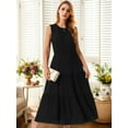 thumbnail image 2 of DARING DIVA Sleeveless Crewneck Tiered Casual Midi Dress L Black, 2 of 7
