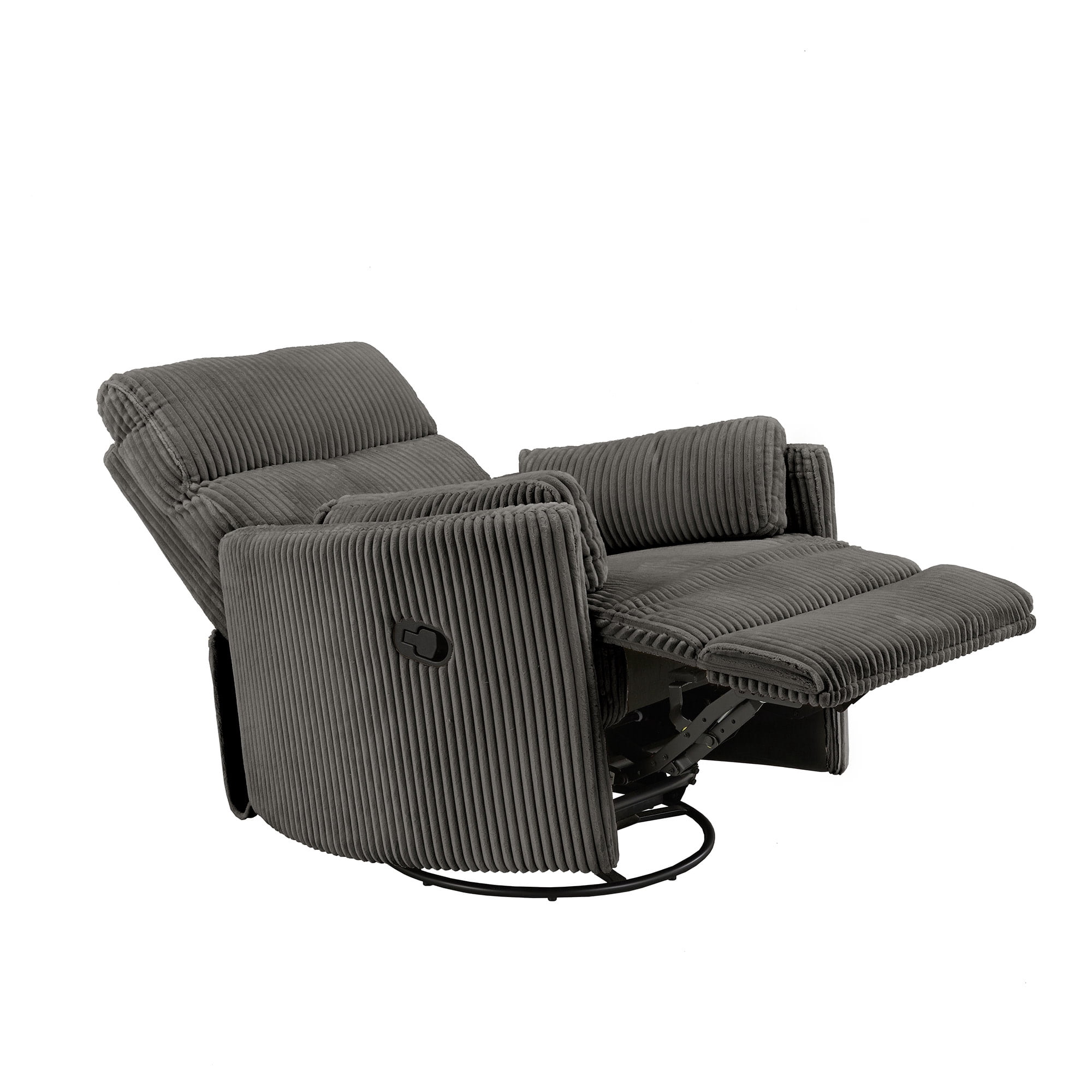 Weston Home Sloan Plush Corduroy Fabric Manual Swivel Glider Recliner, Dark Gray