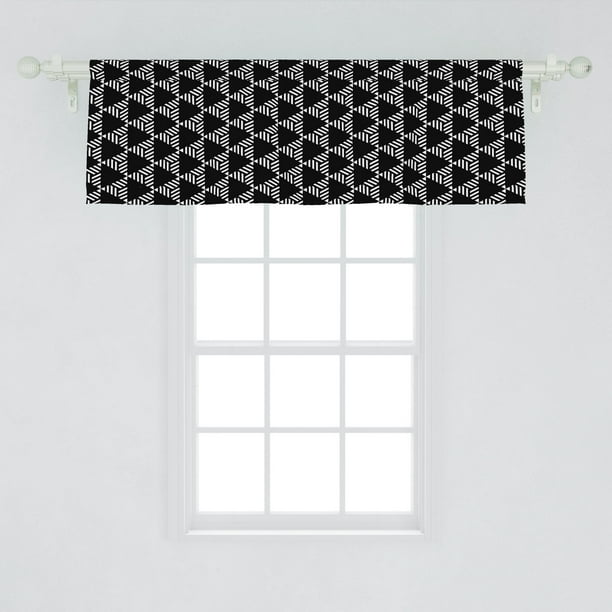 Geometric Window Valance, Triangles Shapes from Stripes with Monochrome