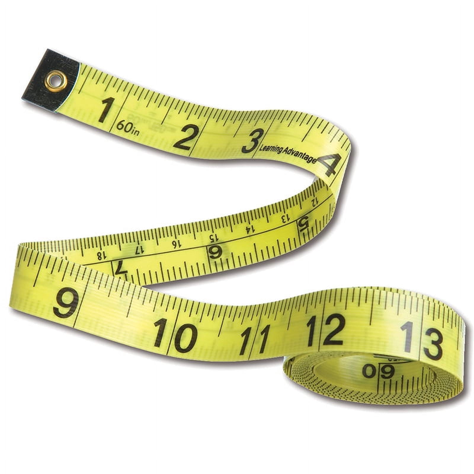 Learning Advantage Vinyl Tape Measures, 60", Black/Yellow, 10 Per Pack, Case Of 3 Packs