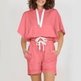 thumbnail image 2 of CHUMUD Women's Summer 2 Piece Shorts Sets Oversized Hooded Tops Short Sleeve Travel Outfits Fashion Matching Clothing Outfits, 2 of 8