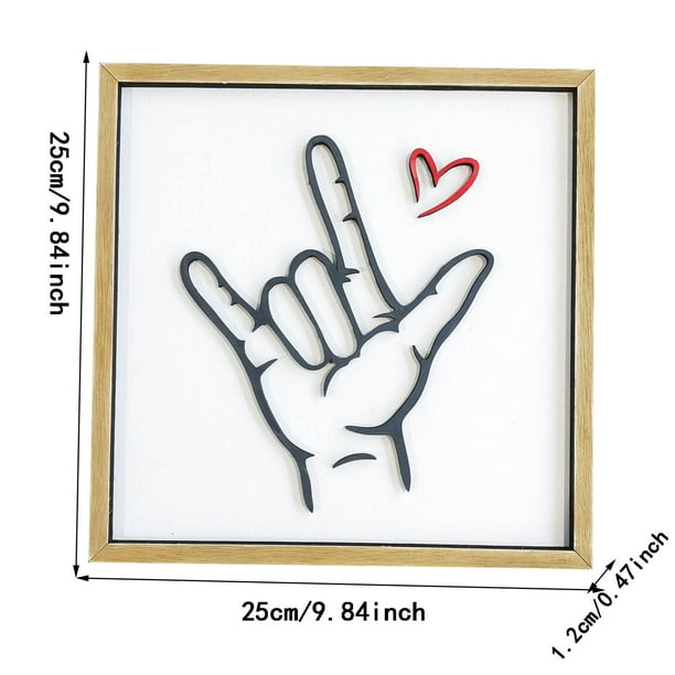 I Love You Sign Language Decor - Wooden Wall Art, Valentine's Day