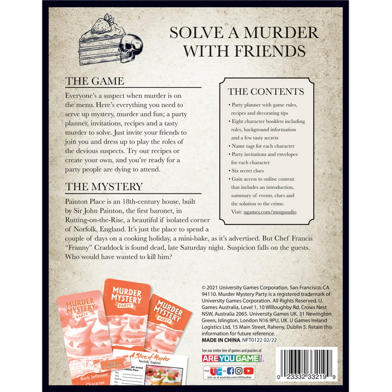 Murder Mystery Party: Slice of Murder, for 8 Adult Players