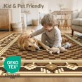 thumbnail image 4 of ODIKA 4'x6' Washable Area Rug Non-Slip, Chair-Friendly, Flatwoven Rug Throw Bold Large Grid Interlocking Border Decorative Boho Couch for Home Office, Under Desk, 4 of 7