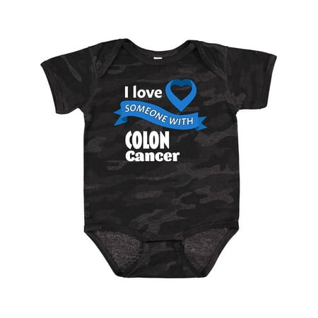 

Inktastic I Love Someone with Colon Cancer blue heart ribbon Gift Baby Boy or Baby Girl Bodysuit