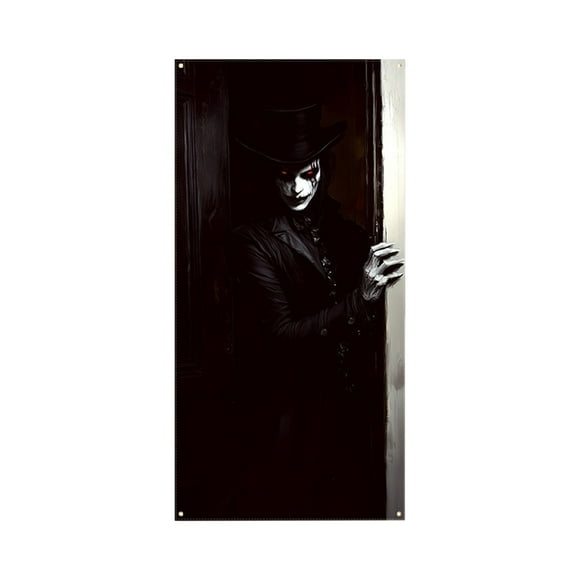 Uuiauoio Halloween Door Curtain with Spooky Patterns, Party Festival Scene Layout Hanging Decor for Porch and Indoor Use, Polyester Hanging Cloth with Ghost Skull Designs for Halloween Decoration