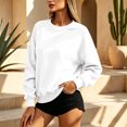 thumbnail image 6 of Zorvxlyn Womens Sweatshirt Drop Shoulder Long Sleeve Oversized Crew Neck Sweatshirt Women Fall Winter Solid Color Oversized Pullover for Women White S, 6 of 7