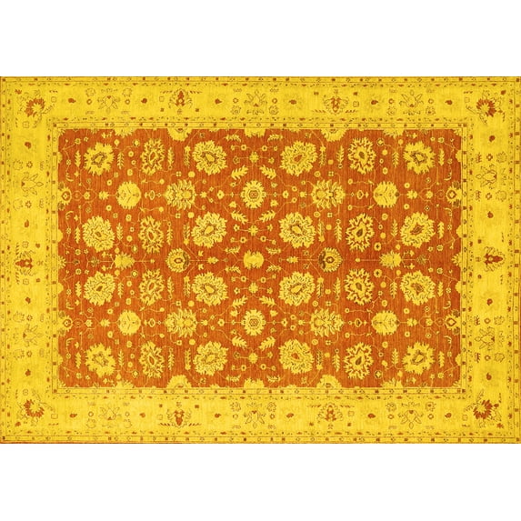 Ahgly Company Machine Washable Indoor Rectangle Oriental Yellow Traditional Area Rugs, 2' x 3'