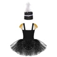 thumbnail image 2 of TiaoBug Kids Girls Ringmaster Circus Uniform Halloween Costume Tulle Tutu Dress with Feather Hat Black 5, 2 of 7