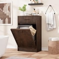 thumbnail image 3 of FOLDLIFE Fluted Tilt Out Trash Can Cabinet,Hidden Garbage Can Cabinet 10 Gallon,Freestanding Dog Proof Trash Can Cabinet,Wood Trash can for Kitchen Dining Living Room,Brown Cherry, 3 of 8