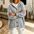 thumbnail image 4 of Rrxhxhs Cardigan for Women Solid Color Cable Knit Button Front Long Sleeve Loose Casual Hooded Sweater Cover Up, 4 of 5