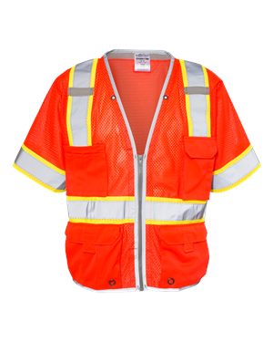 Kishigo Premium Brilliant Series® Heavy Duty Class Vest in Fluorescent Red  (1750) 2XL 1550-1551