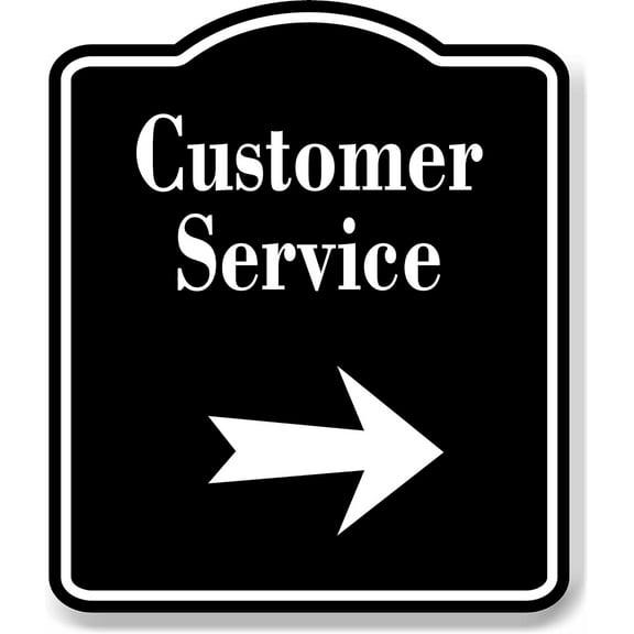 Customer Service Right Arrow BLACK Aluminum Composite Sign, 15"x18"