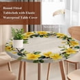thumbnail image 5 of Round Tablecloth Watercolor Yellow Floral Elastic Edge Fitted Vintage Rustic Tropical Plastic Table Cover,Waterproof Oil Proof for Dinner,Outdoor, Picnic, 45"- 54" DIA Tables, 5 of 8