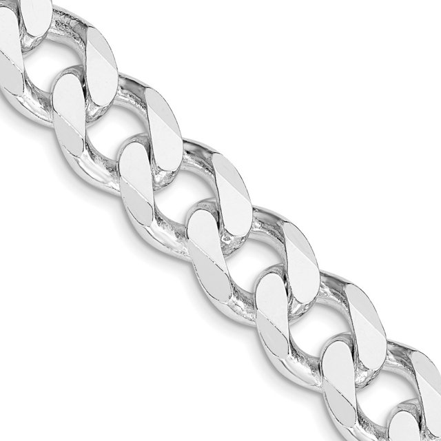 Diamond2Deal 925 Sterling Silver Rhodium-plated 13 mm Curb Chain Necklace for Mens 28"