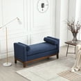 thumbnail image 3 of 53.5" W Upholstered Bench, Ottoman Bench with Wood Legs & Bolster Pillows for End of Bed, Bedroom, Living Room, Entryway, 3 of 6