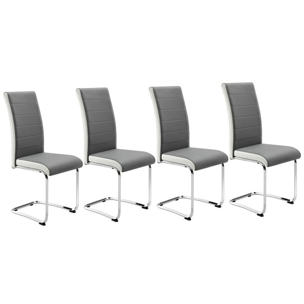 Surmoby Modern Armless Dining Chairs with Faux Leather Seat, Metal Legs