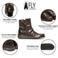 thumbnail image 2 of Fly London Womens Brown MON944 Leather Wedge Heel Ankle Zip Up Chelsea Boots, 2 of 8