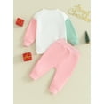 thumbnail image 4 of Wassery Toddler Baby Girls Christmas Outfits 2Pcs Infant Girl Fall Clothes Set Christmas Tree Embroidery Contrast Color Long Sleeve Sweatshirts and Pants Set 3M-3T, 4 of 8