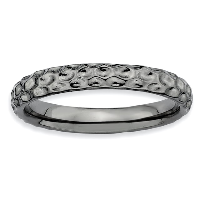 Sterling Silver Stackable Expressions Black-plated Ring Size 6
