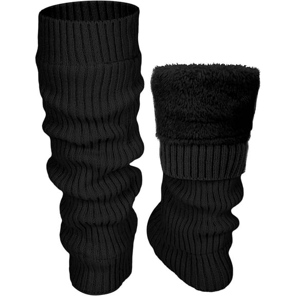 WarmHaven Winter Fleece Lined Leg Warmers for Women Knit Long Leg Warmers Warm Fleece Lined Boot Socks for Skating Daily Wear