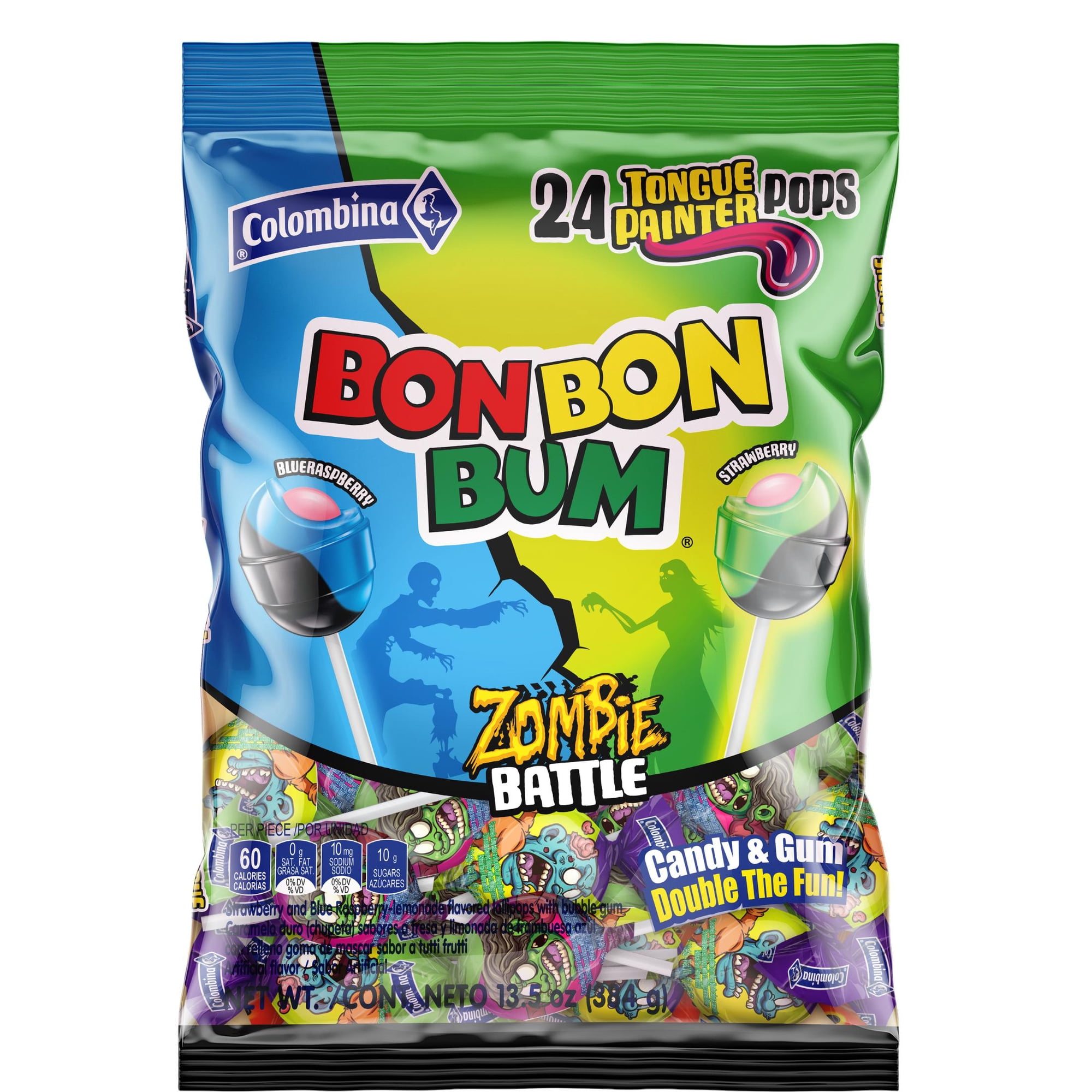 Bon Bon Bum Zombie Gummy Candy with Tongue-Painting Effect Casein-Free Gluten-Free Perfect For Halloween