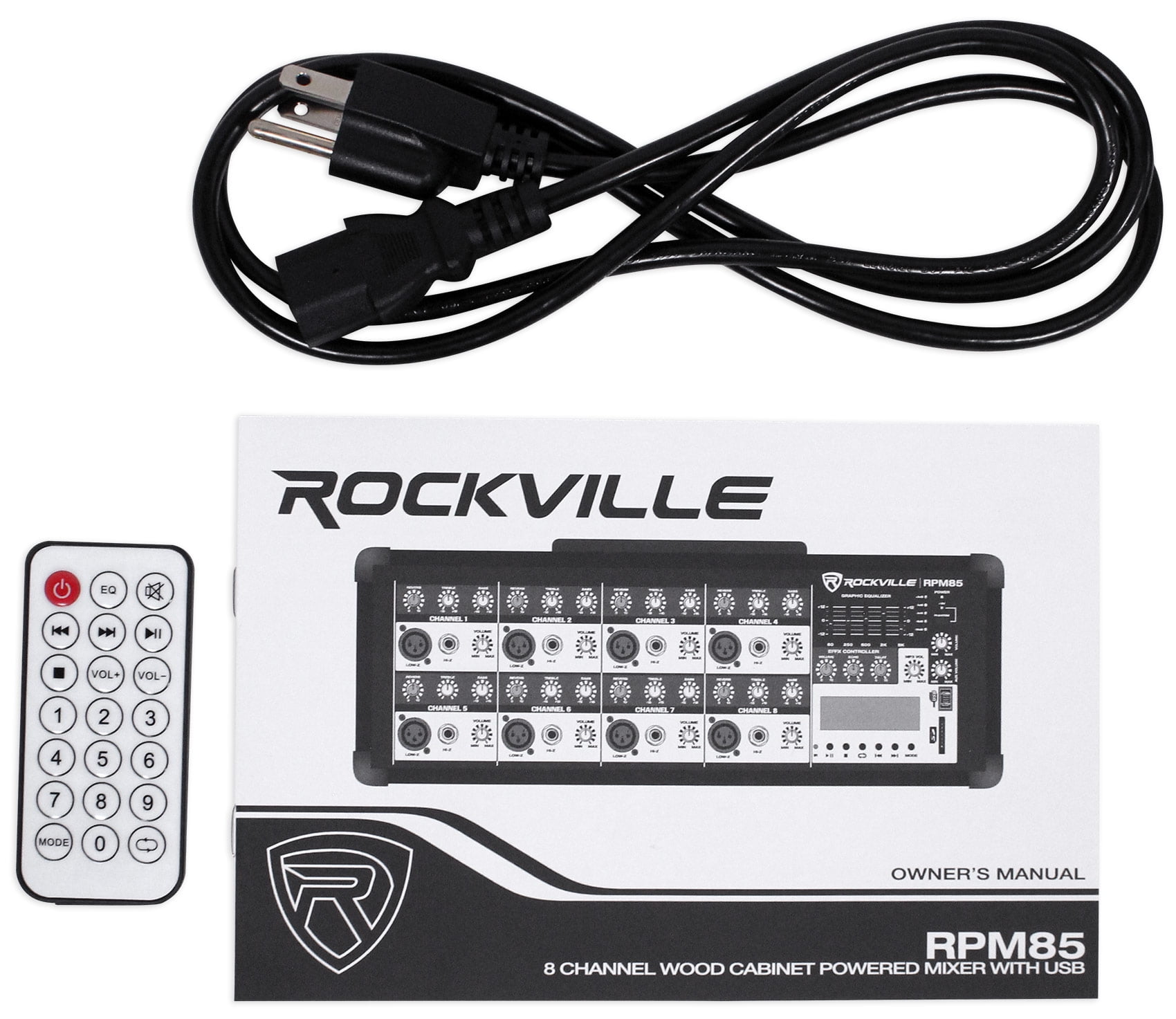 Rockville RPM85 2400w Powered 8 Channel Mixer/USB, 5 Band EQ, Effects/Bluetooth