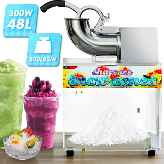 VNN 500LBS/H Commercial Snow Cone Machine Electric Ice Shaver Ice Crusher 48L