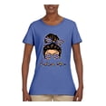 thumbnail image 3 of Autism Awareness Mom Life Messy Hair Bun | Cool Support Neon Print Bandana Mother's Day Womens Graphic T-Shirt, Light Blue, XX-Large, 3 of 5