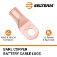 thumbnail image 3 of Selterm 10 Piezas 4/0 Awg – Perno De 1/2 Pulgadas – Terminales De Batería De Alta Resistencia, Terminales De Anillo, Extremos De Cable De Batería, Terminales De Calibre 0000, Ojales De Cobre Desnudo U, 3 of 5