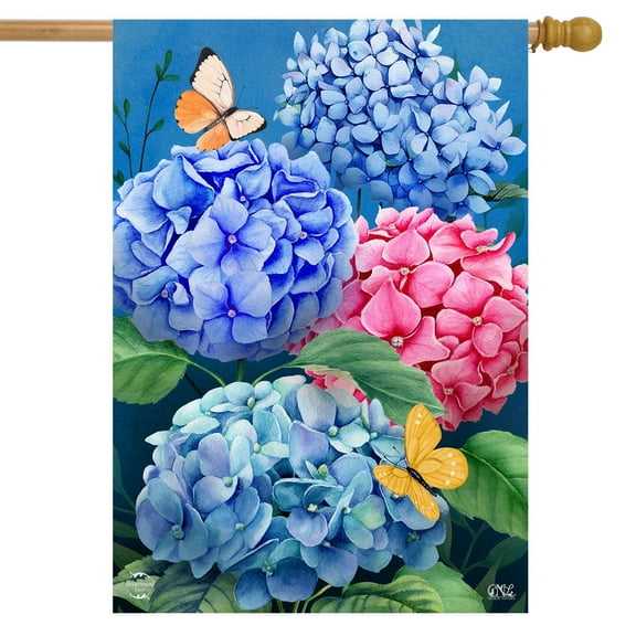 Colorful Hydrangeas Spring House Flag 40" x 28" Briarwood Lane