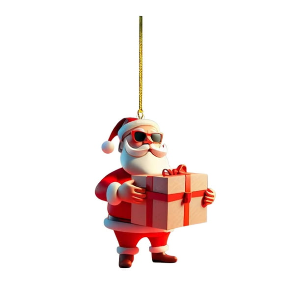 Xihbxyly Colgante de Papá Noel, Impresión a Doble Cara, Decoración Acrílica, Adorno para Árbol de Navidad, Accesorio para Funda de Coche, Alegría Festiva, Regalo Especial, 1 Colgante Por Juego