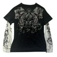 thumbnail image 5 of Hauts Grande Taille Femmes Manches Longues Coupe Ample T-Shirt Imprimé Floral Col Rond Double Couche Chandail, 5 of 5