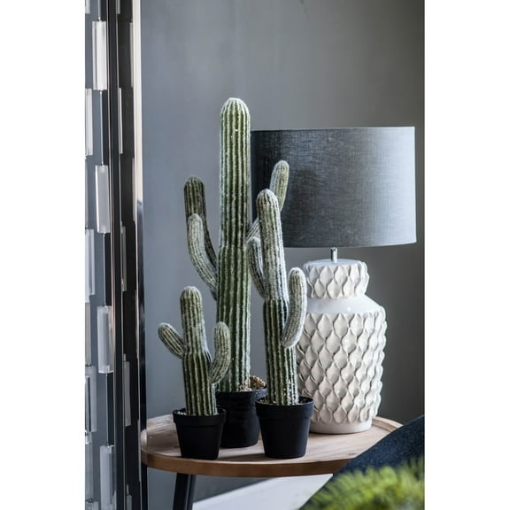 A&B Home 24" Artificial Saguaro Cactus in Plastic Planter Pot Indoor Outdoor House Decoration
