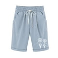 thumbnail image 2 of LOVZFMLL Women's Elastic Waist Blowball Printing Drawstring Shorts Light Blue L, 2 of 4