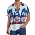 thumbnail image 3 of Vsdgher Cute Gnomes in USA Print Men's Wrinkle Free Untucked Cuban Shirt Business Casual Button Down Shirts Short Sleeve Shirt, 3 of 7