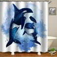 thumbnail image 5 of Cortina de ducha impermeable con estampado de animales marinos, patrón de delfines marinos, cortina de baño impermeable, decoración de baño brillar  Electrónica, 5 of 5