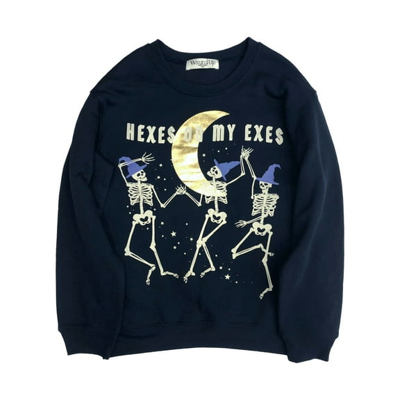 Hexes on My Exes Women's Juniors Graphic Fleece Sweatshirt with Long Sleeves, Sizes XS-XXXL