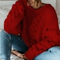 thumbnail image 2 of OJinShaWanO Cute Fall Sweaters Autumn/Winter Solid Color Pullover V Neck Loose Sweater Casual Knit, 2 of 6