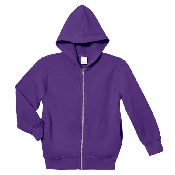 Soft  Cozy 100% Cotton Fleece Zip Hoodie with Inner Pockets | Purple