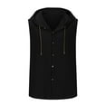 thumbnail image 3 of SHTXOZHI Mens Sleeveless/Short Sleeve Hoodies Drawstring Button Down Beach Shirt Summer Casual Tops, 3 of 5