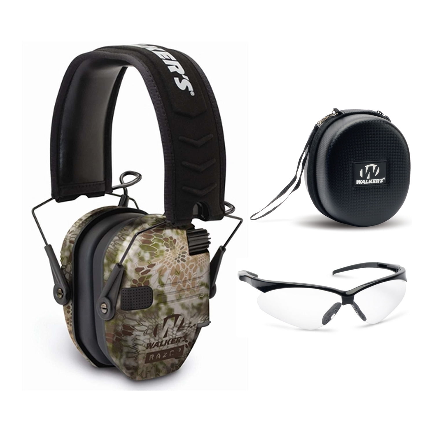 Walkers Razor Slim Electronic Muff (Kryptek Camo) with Case