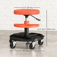 thumbnail image 2 of Tabouret de Mécanicien Roulant Orange Ajustable avec Plateaux à Outils - Siège de Travail de Garage Capacité de 300 Lb pour Réparation Automobile, Rénovation Domiciliaire et Utilisation en Atelier - 15 Pouces x 15 Pouces, 2 of 7
